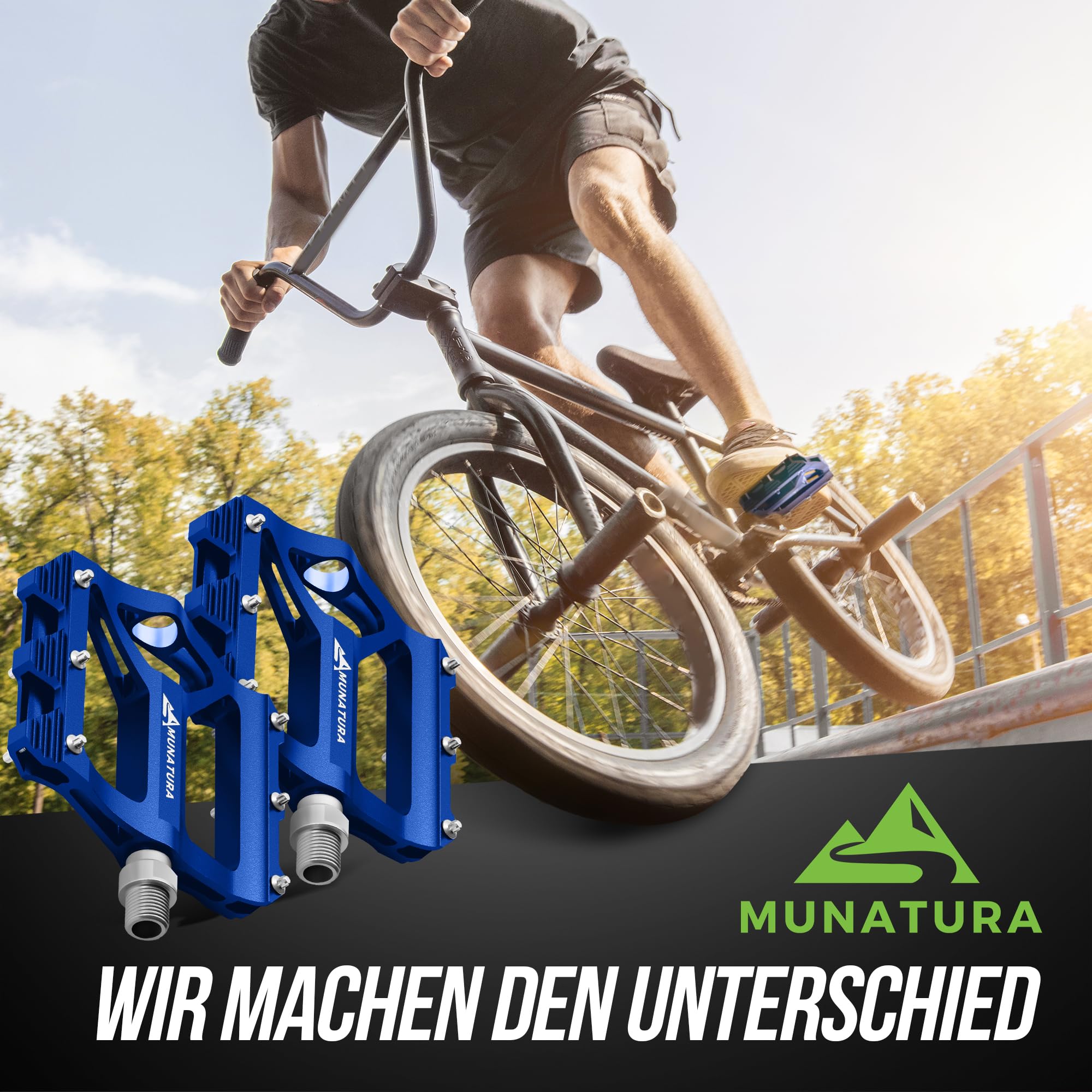 MUNATURA Fahrradpedale Mountainbike - Robuste MTB Pedale gewährleisten sicheres Fahrgefühl – Hohe Rutschfestigkeit - Langlebig & zuverlässig