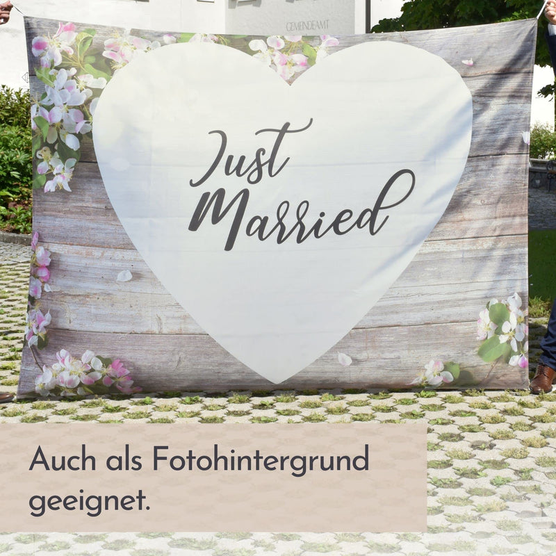 Großes Hochzeitsherz zum Ausschneiden 240x180 cm | Hochzeitslaken klimaneutral mit echtem Fotodruck | Das Laken mit Herz für deine Hochzeit inkl. 2 Scheren von D&D Living®