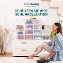 HomeBuddy Schuhbox - 12 Schuhboxen Stapelbar - Stabile Schuhaufbewahrung - Schuhboxen Stapelbar Transparent mit Rückseitiger Lüftung - Transparenter Schuhorganizer mit Bambuskohle-Desodorierer