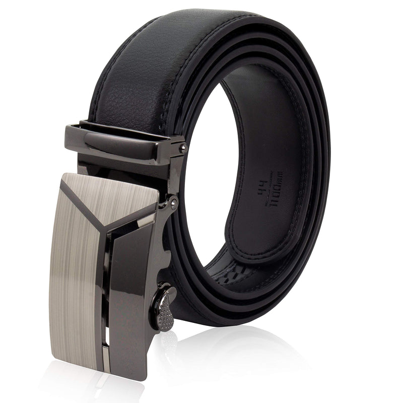 Rode Belt Herren Leder-Gürtel mit Automatikschnalle, individuell kürzbar, 3,5 cm breit, mit Ratschenverschluss, schwarz, aus Leder bis zu 140cm lochlos (115, 2er Set Wave)