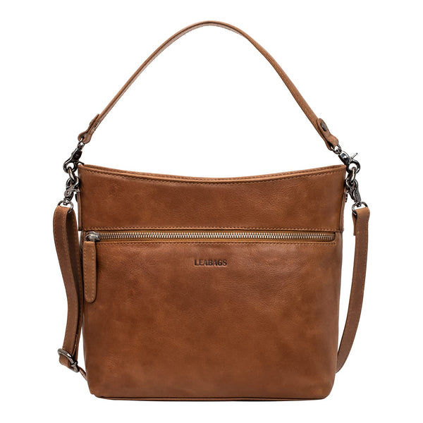 LEABAGS Toronto Umhängetasche I Echtes Leder I Handtasche für Damen I Schultertasche I 30x9x24 cm I Shopper Whiskey