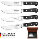 Wolfgangs Edles Steakmesser Set - 100% rostfreie Steak Messer mit Edelstahl-Klinge - Steakmesser Holzgriff - Premium Steakbesteck auch für festes Fleisch - Extrascharfes Messerset