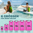 Nordlight Dry Bag 2L Wasserdichter Beutel - (Pink) Wasserdichter Packsack Mit Roll Top Verschluss Und Schultergurt | Schwimmen, Baden, Strand, Kanu, Stand Up Paddling, Tauchen