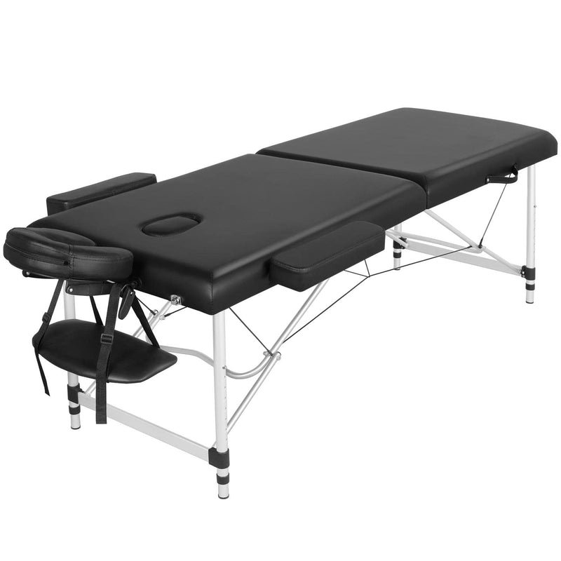 Yaheetech Mobile Massageliege 70 cm Breit Alu Massagetisch Höhenverstellbar 2 Zonen Klappbar mit Tragetasche und Kopfstütze bis 250 kg Belastbar