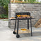 casa.pro Grillwagen Ari Holzkohlegrill BBQ Grillrost aus emailliertem Edelstahl Gartengrill 2 Räder Windschutz mit Grillrosthöhenverstellung 78x86x30cm Schwarz/Holz