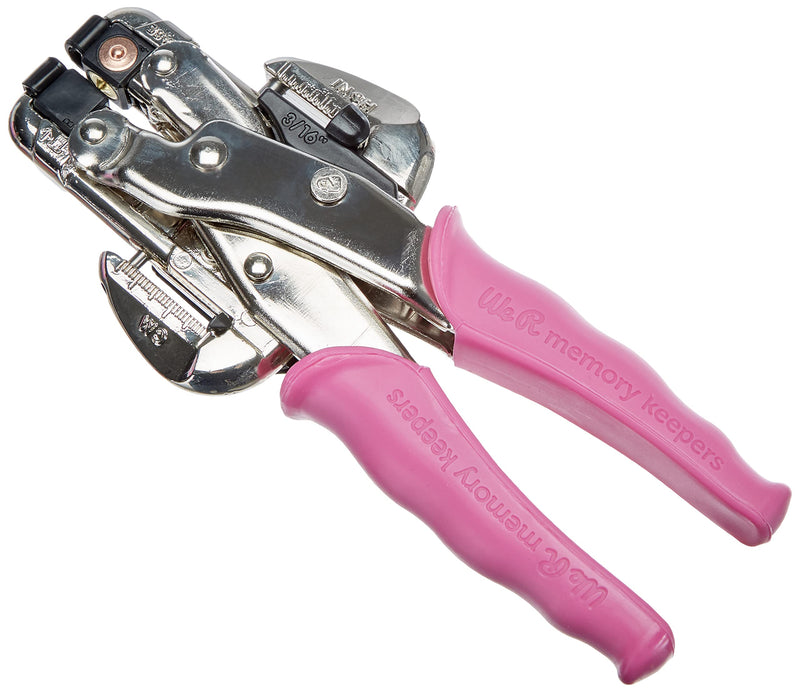 Rayher 7966000 Crop-a-Dile Eyeletsetter-Werkzeug, präzises Stanzen und Platzieren von Löchern und Ösen, Plastikbox mit Lochzange in pink + 100 verschiedenfarbigen Eyelets , von We R Memory Keepers