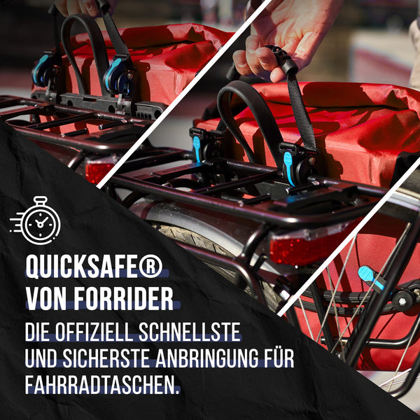 Forrider Fahrradtaschen für Gepäckträger - 100% Wasserdicht [2 Stück] 50L Volumen Premium Fahrrad Gepäckträgertaschen hinten Pack-Taschen Hinterradtaschen (Rot)