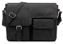 LEABAGS Leder Aktentasche Herren & Damen I Echtleder Laptoptasche bis 13 Zoll I Umhängetasche mit Schultergurt I Schultertasche I Messenger Bag I Arbeitstasche I Lehrertasche I Nature Schwarz