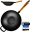 Oakfire Wokpfanne Gusseisen Induktion 31cm Groß Grill Wok Pfanne Holzgriff Cast Iron mit Non-Stick Patina