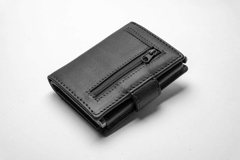 TALED Kartenetui RFID Geldbörse Leder l Praktisches Slim Wallet l RFID Schutz l Figuretta Kreditkartenetui Herren mit Münzfach l Premium smart Wallet l Bis 12 Karten l Schwarz