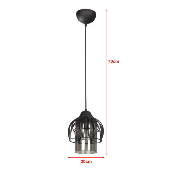 lux.pro Hängeleuchte Oakham Pendelleuchte Deckenlampe in Schwarz aus Metall und Glas Hängelampe moderner Stil für Wohnzimmer, Esszimmer 1-flammig E27