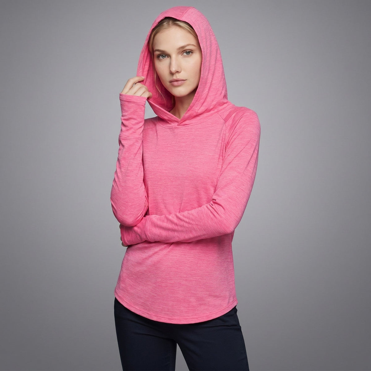 Damen Sonnenhoodie mittelschwer – UPF 50+ UV-Schutzoberteil mit Kapuze