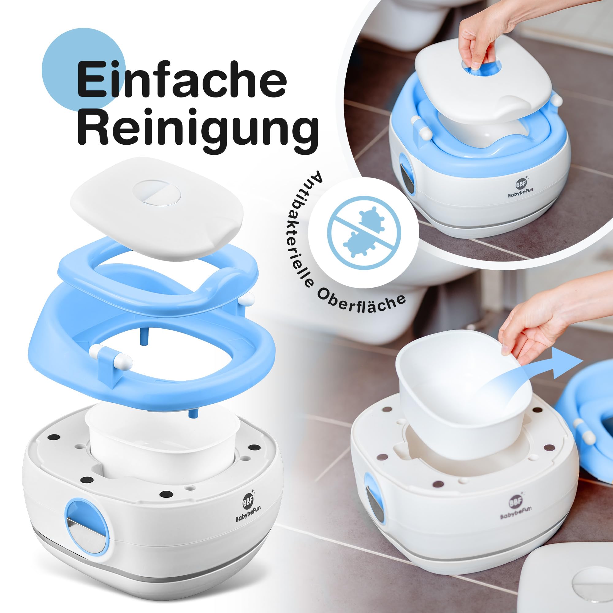 BabybeFun 3in1 Töpfchen + Toilettensitz Kinder + Hocker/Kindertoilette für das Töpfchentraining für Kinder ab 2 Jahre blau; Farbe wählen…