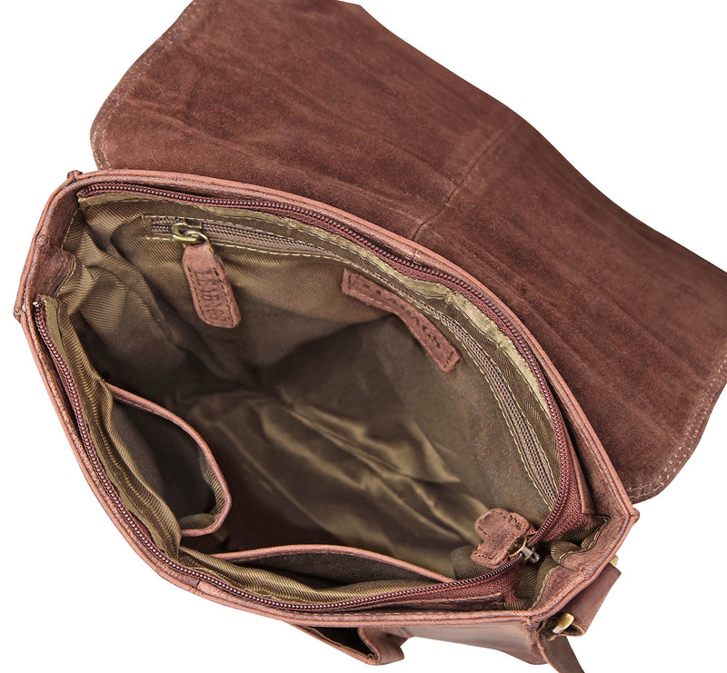 LEABAGS Leder Umhängetasche Herren & Damen I Messenger Bag mit Schultergurt I Schultertasche I Arbeitstasche I Tragetasche I Handtasche I Echtleder Tasche I Nature Dunkelbraun