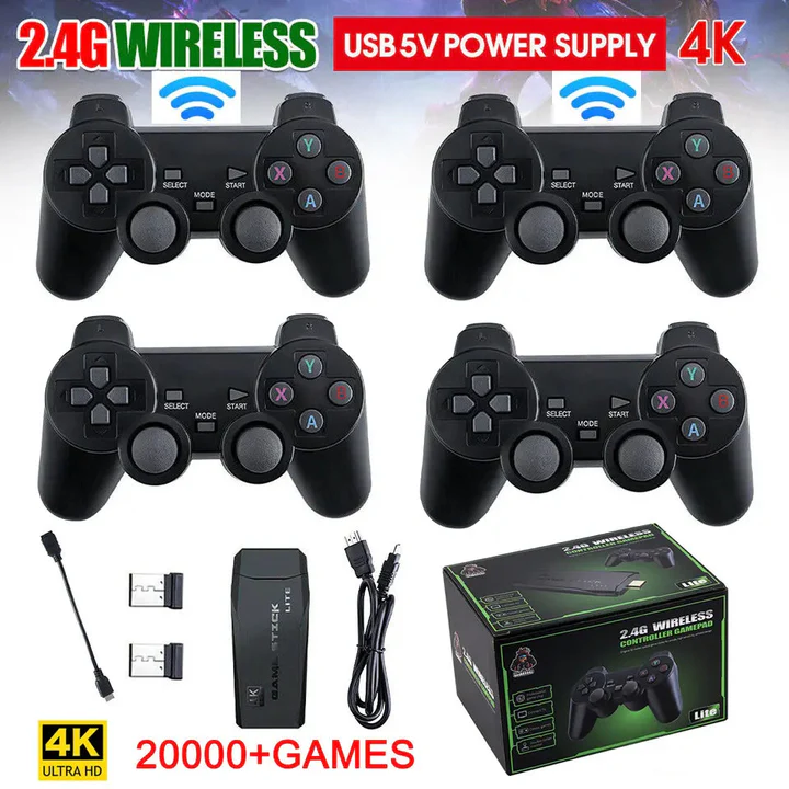 Rebolet | HDMI 4K TV Spielstick Konsole | 64GB mit über 20.000 Retro-Spielen & 2 kabellosen Gamepads