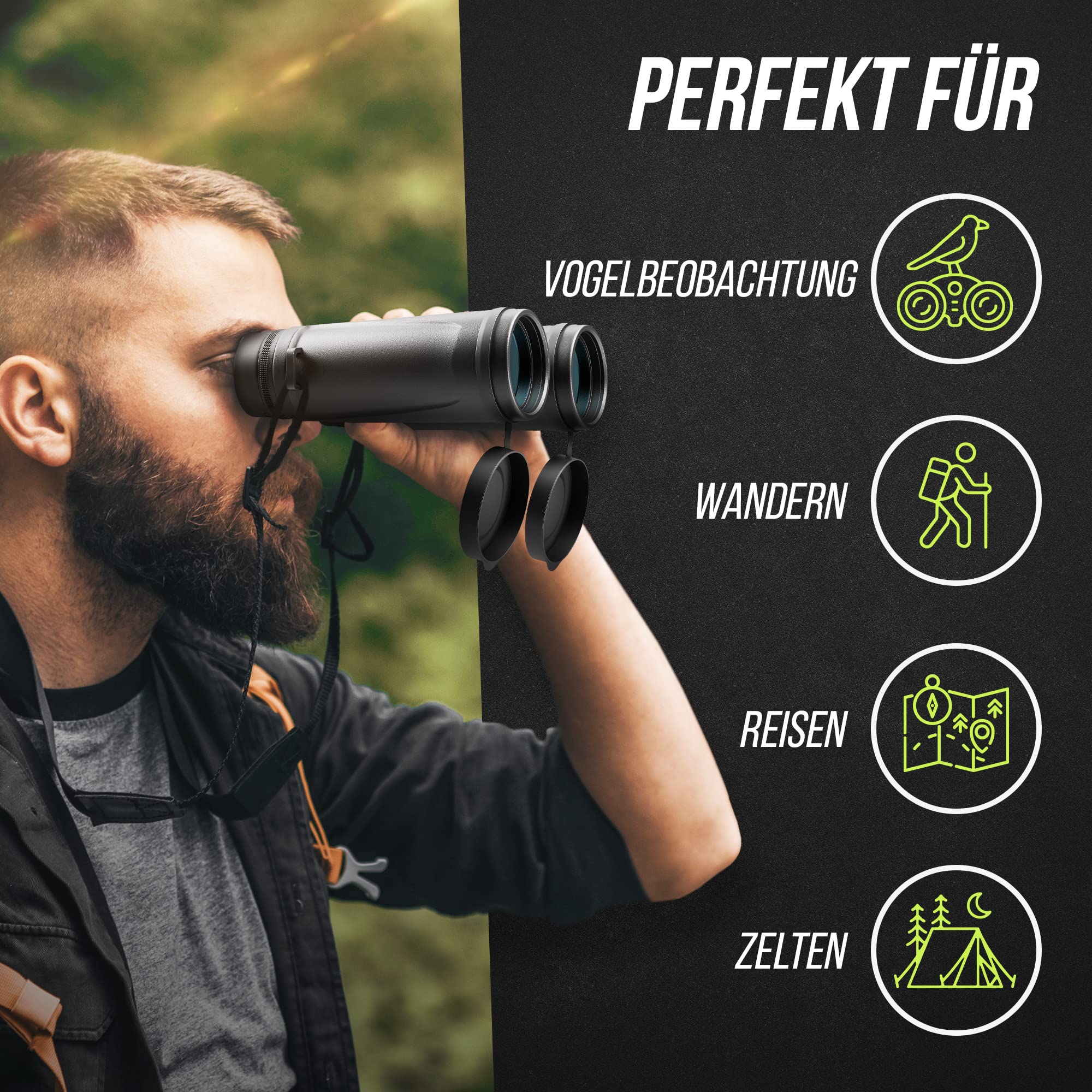 MUNATURA Fernglas Erwachsene 10x42 - Perfektes Fernglas für Brillenträger - Fernglas Vogelbeobachtung - Gestochen scharfe Bilder Dank BaK4 und FMC