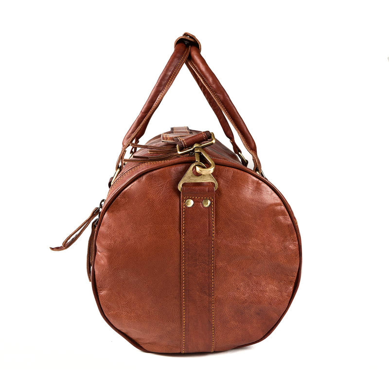 Leather Lane 'Marco Explorer' Reisetasche Echtes Leder Weekender Vintage Retro Sporttasche 56 cm 35 Liter Duffle Bag für Damen und Herren Schultertasche Naturleder Braun L