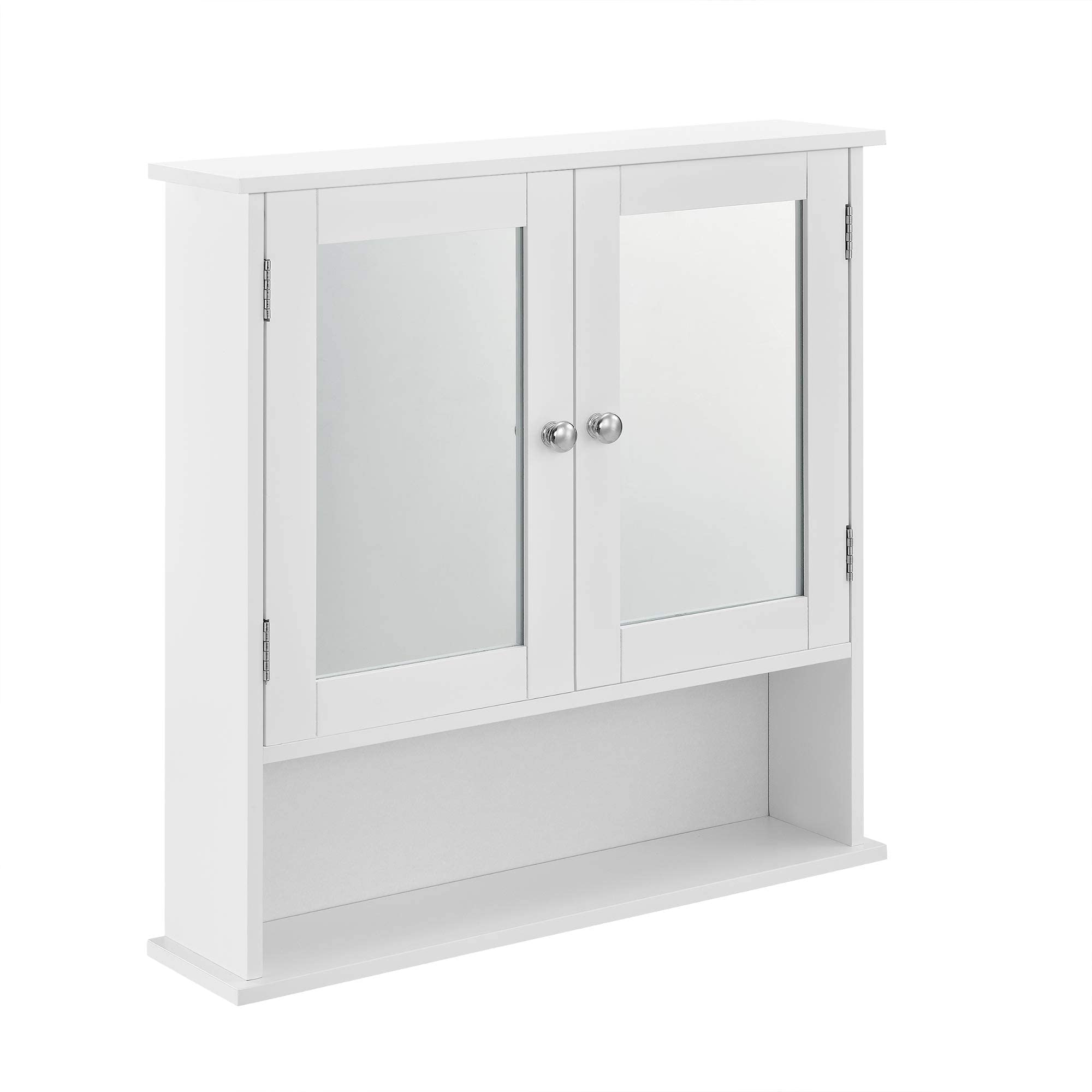 [en.casa] Badezimmerschrank Weiß - 58 x 56 x 13cm - Badschrank Schrank mit Spiegel