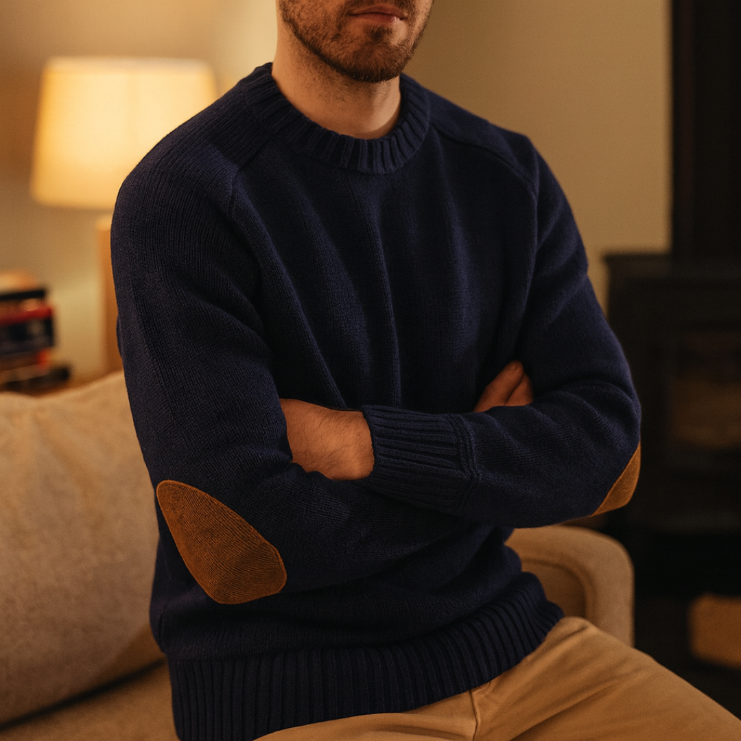 Pullover mit Ellenbogen-Patches & klassischem Schnitt – AlpineHaven Knit