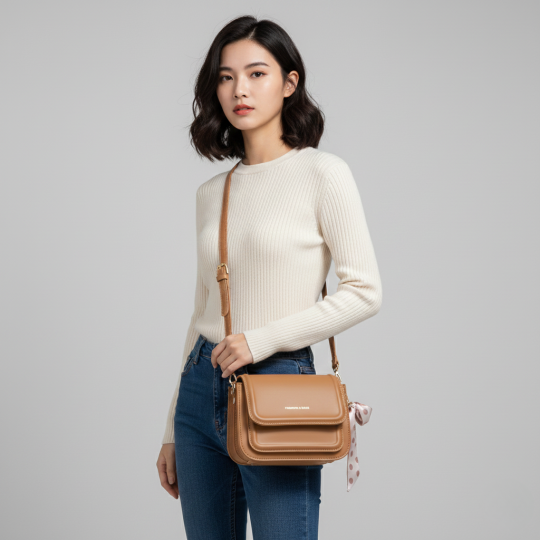Kleine quadratische Schultertasche aus PU-Leder