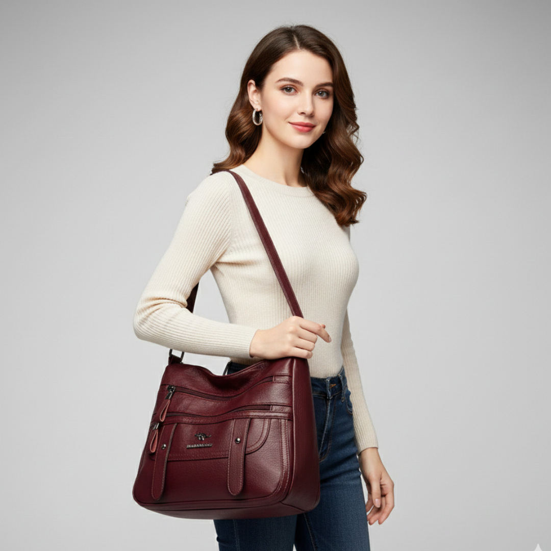 Weiche Schultertasche mit Überschlag
