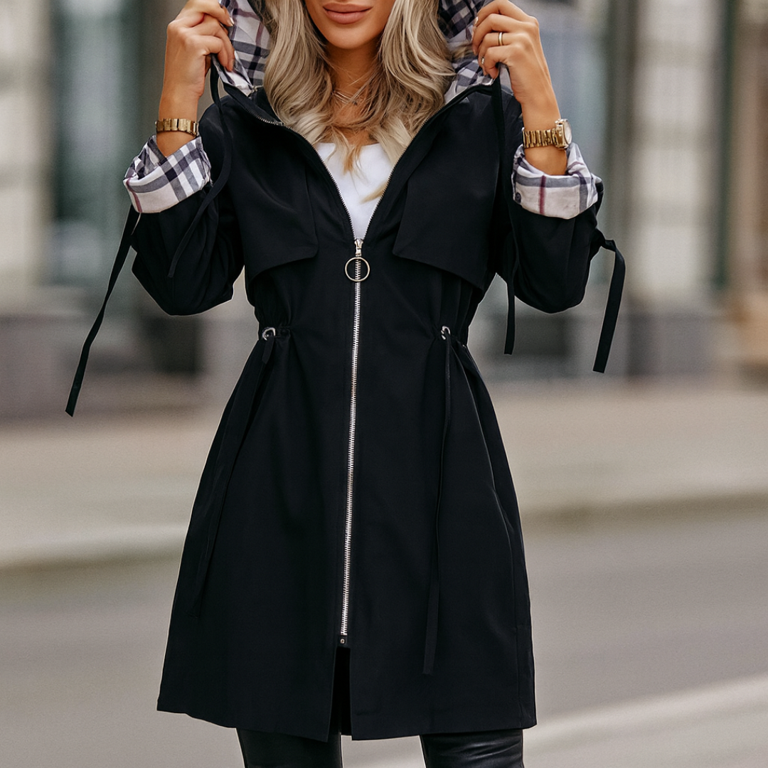 Wasser- und winddichter Damenmantel mit Kapuze – Nordlyn Zip Coat