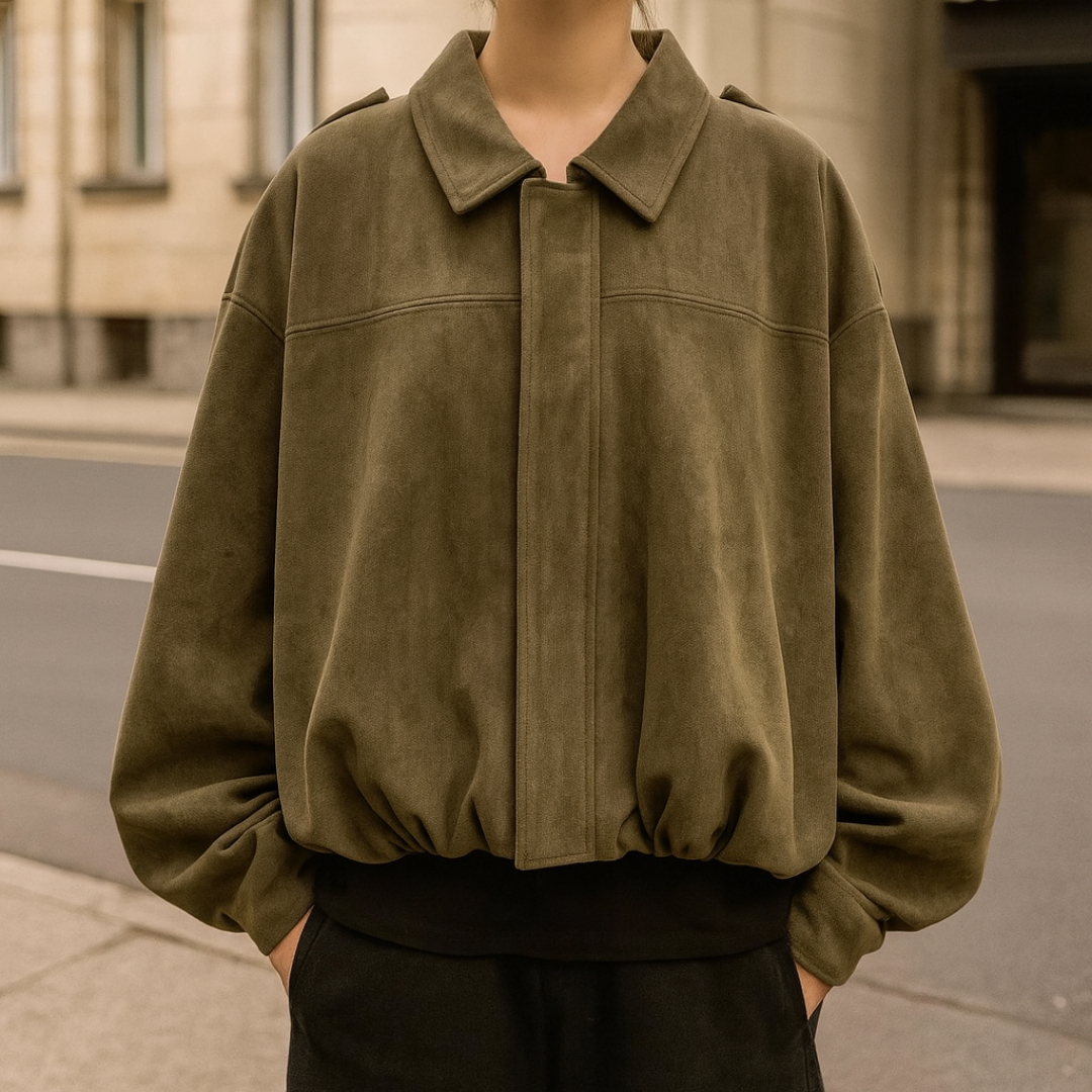 Wildleder Damen Bomberjacke mit Reißverschluss – VelvetAir Jacket