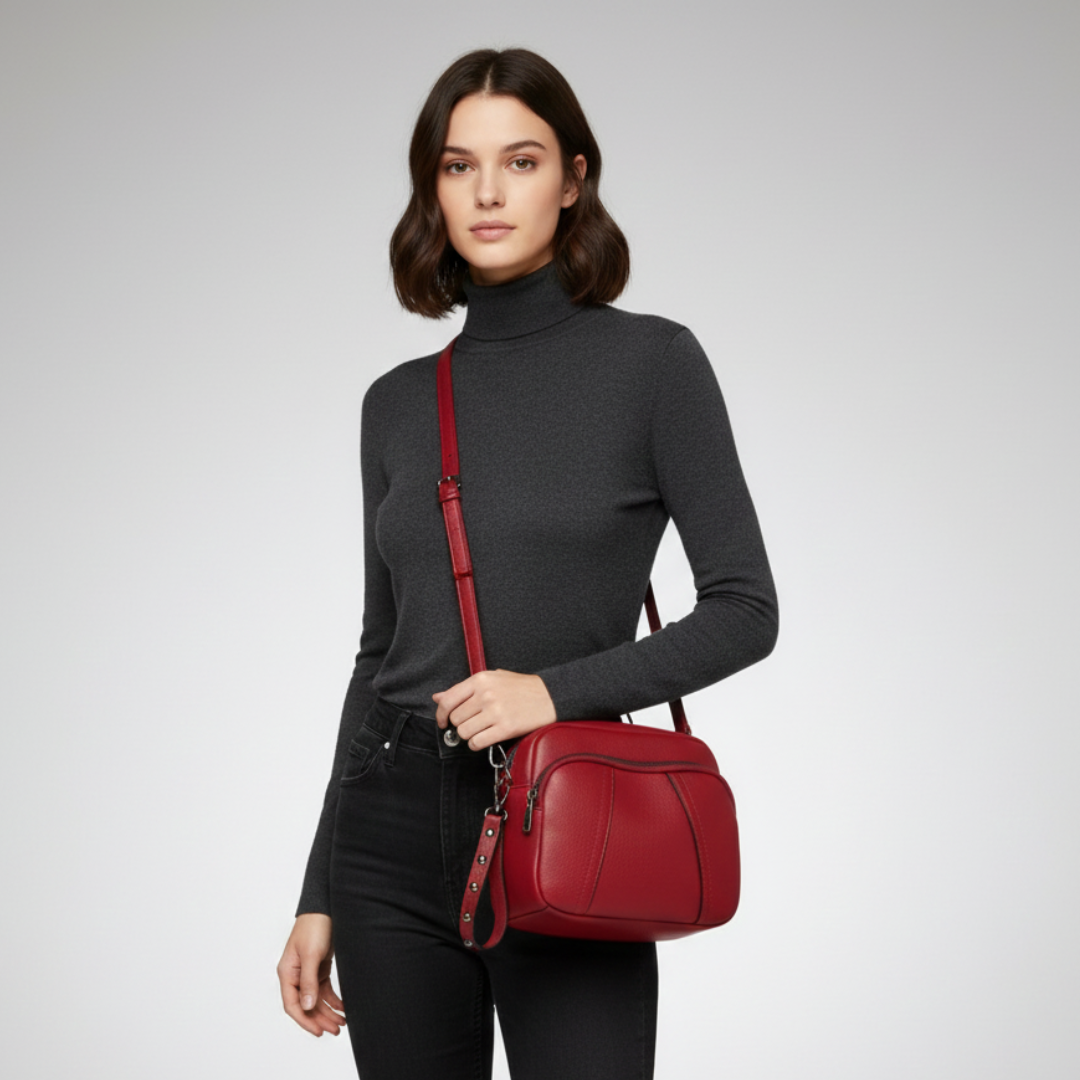 Weiche Satchel-Tasche in genarbter Optik