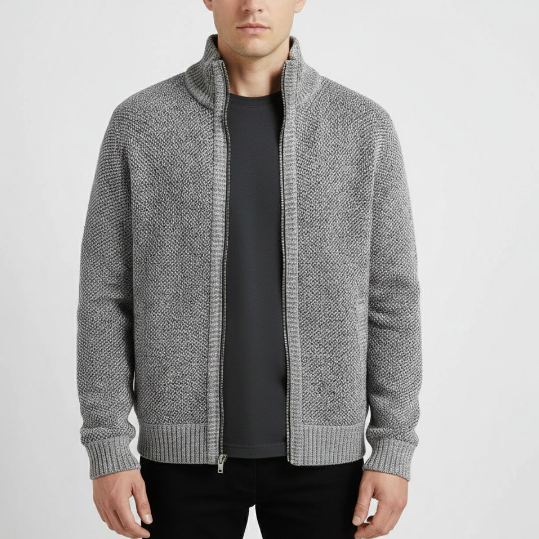 Gefütterter Cardigan mit durchgehendem Reißverschluss