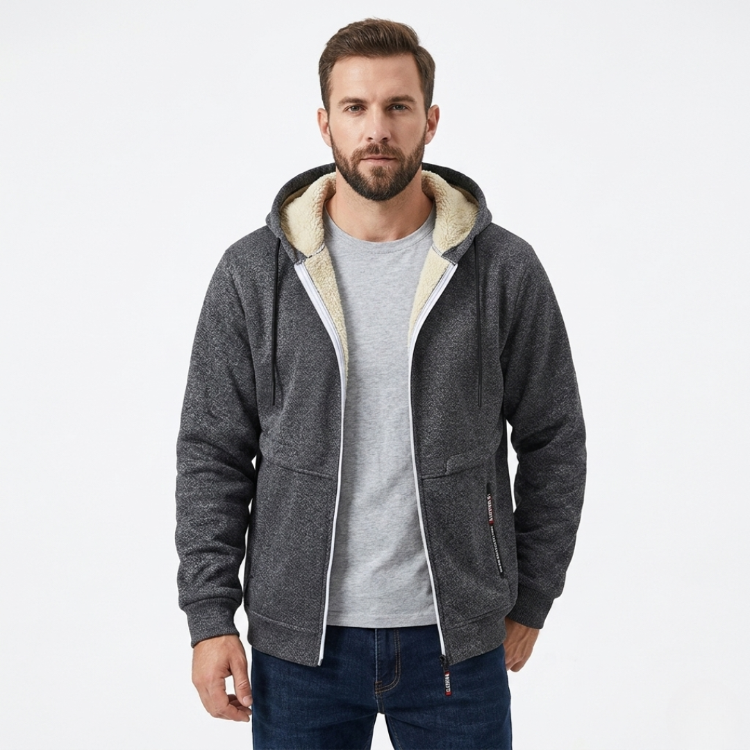 Schwere Kapuzenjacke mit Reißverschluss