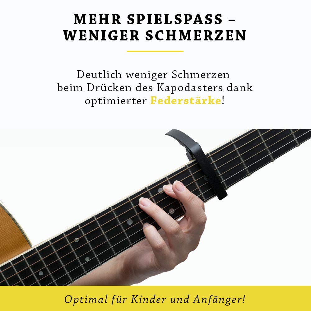 BELFORT® Original QuickPitch Kapodaster für Gitarre + 3 Plektren + Gratis eBook ☆ Kinderleichte Bedienung ☆ Capo für Gitarre - Westerngitarre, Akustikgitarre, Konzertgitarre, E-Gitarre & Ukulele