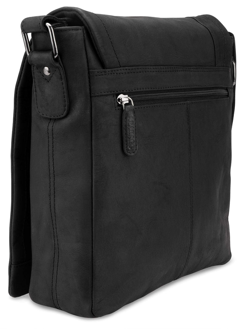 LEABAGS Leder Umhängetasche Herren & Damen I Messenger Bag mit Schultergurt I Schultertasche I Arbeitstasche I Tragetasche I Handtasche I Echtleder Tasche I Nature Hellbraun