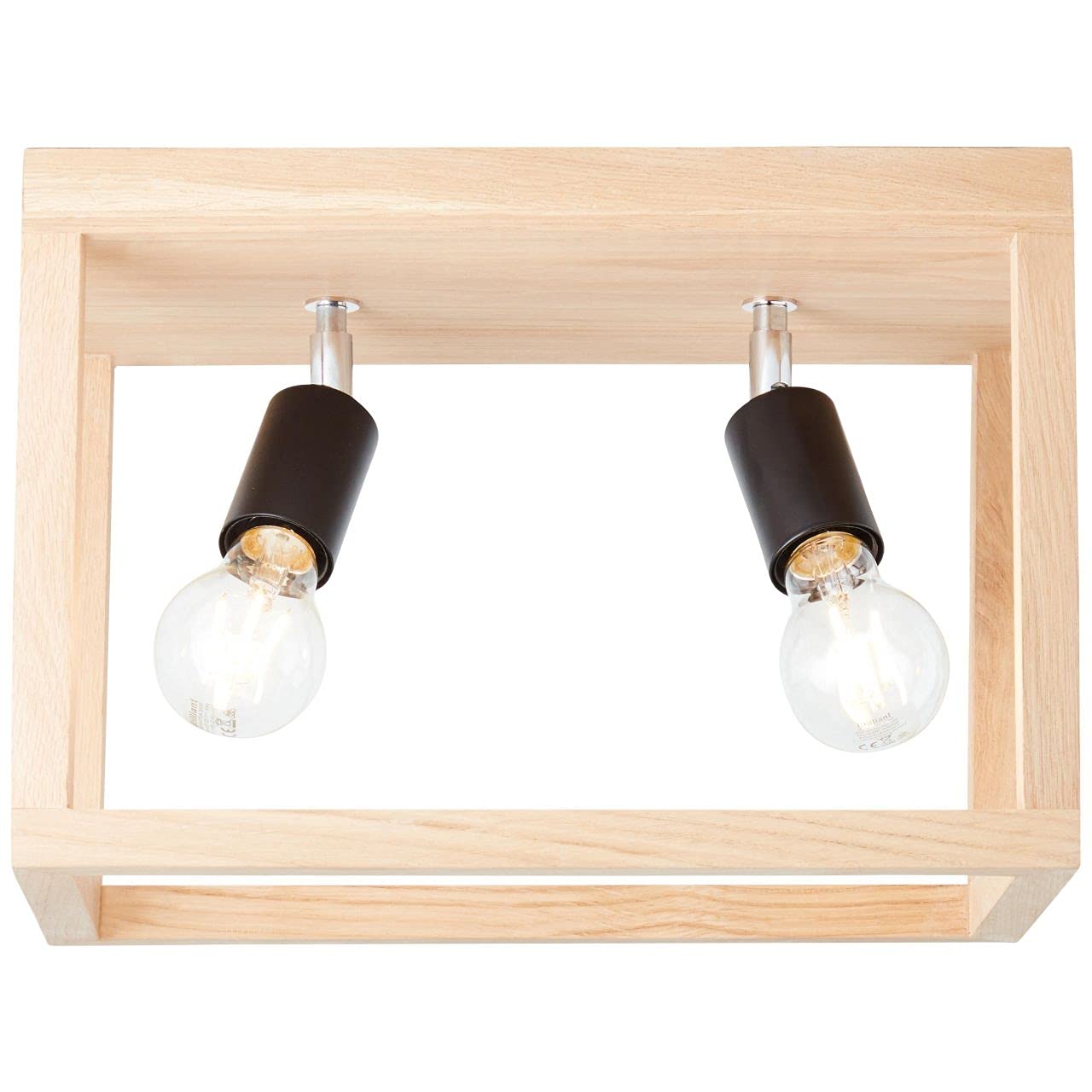 Brilliant Lampe, Nerea Deckenleuchte 2flg eiche geölt, Holz/Metall, 2x A60, E27, 15W,Normallampen (nicht enthalten)