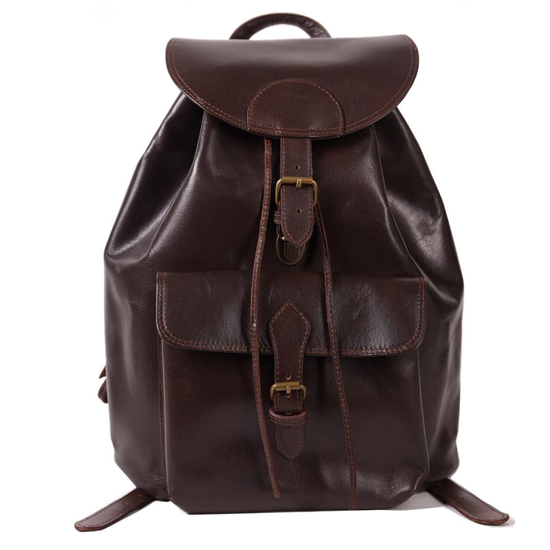 LEABAGS Leder Rucksack Damen & Herren I Echtleder Premium Daypack I Eleganter Backpack Frauen & Männer I Lederrucksack I Größe L I Vintage Cognac