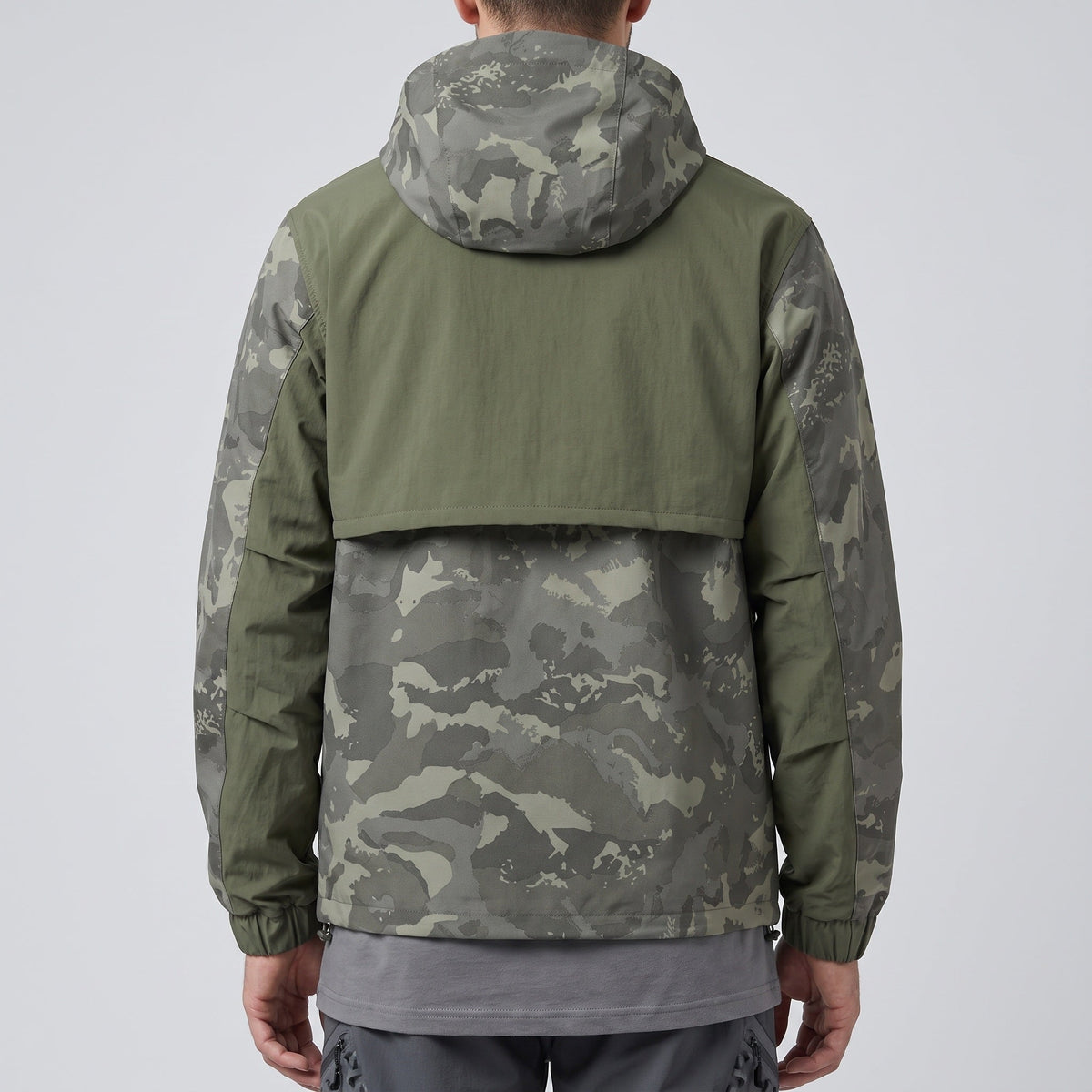 Herren Camo-Windbreaker – leichter Anorak mit Kapuze, Halbreißverschluss