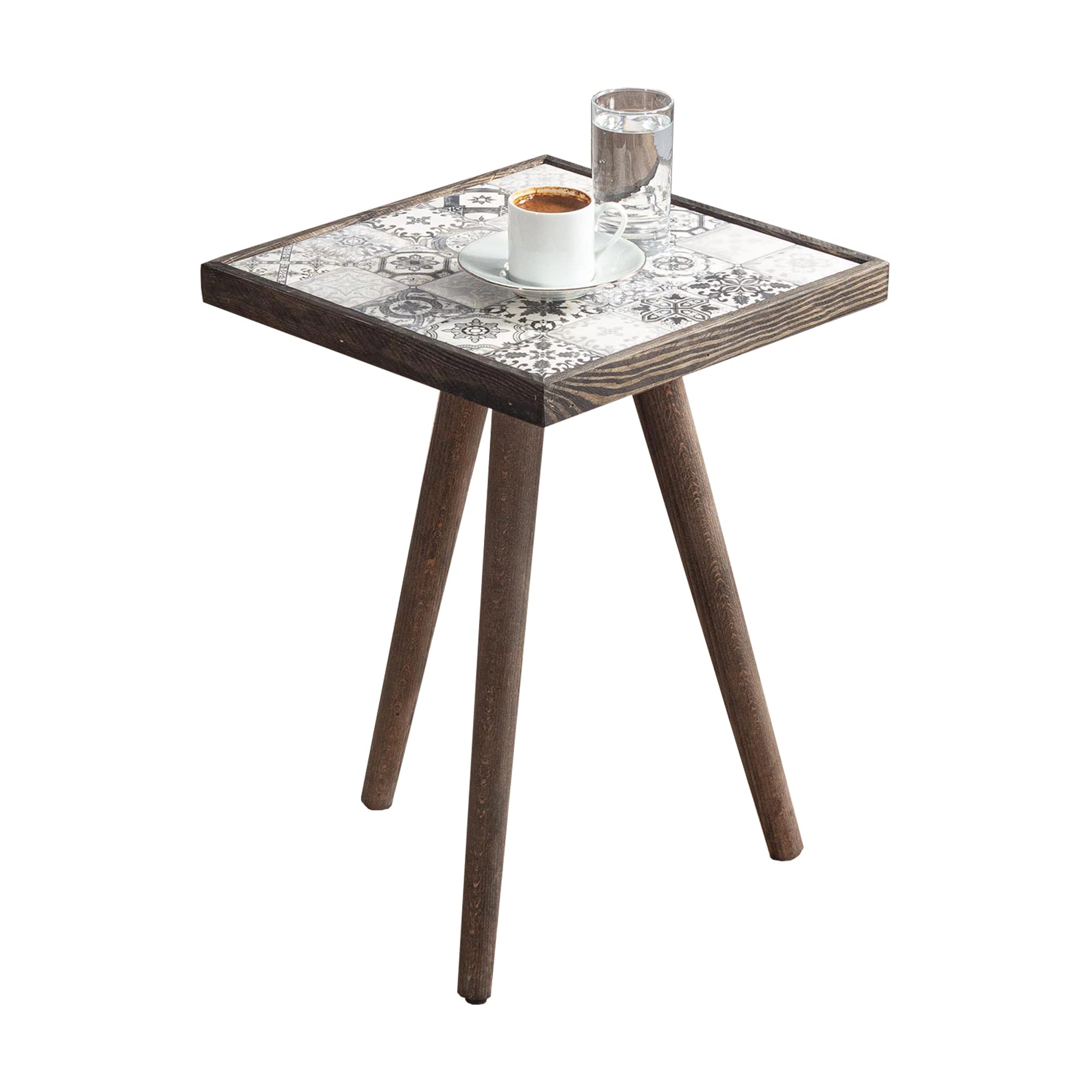 [en.casa] Beistelltisch Götene 45 x 32 x 32 cm Couchtisch schmaler Kaffeetisch für Schlafzimmer Wohnzimmer Büro eckig Sofatisch Dunkler Holzton