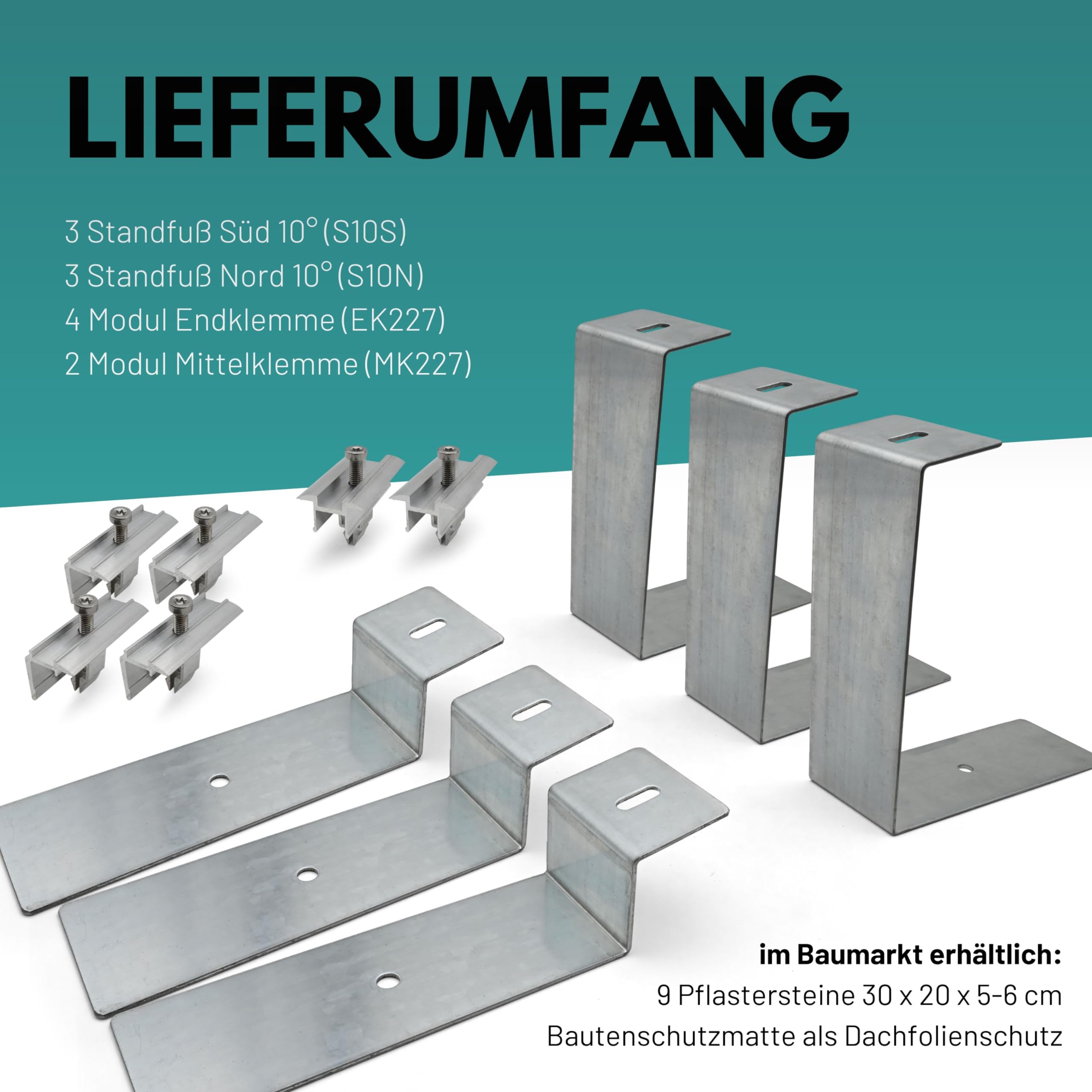 Solarpanel Halterung Flachdach 10° mit Schnell-Montage System für 2 Solarmodule | entwickelt in Österreich | Aufständerung Befestigung für PV Solar Balkonkraftwerk von D&D Living®