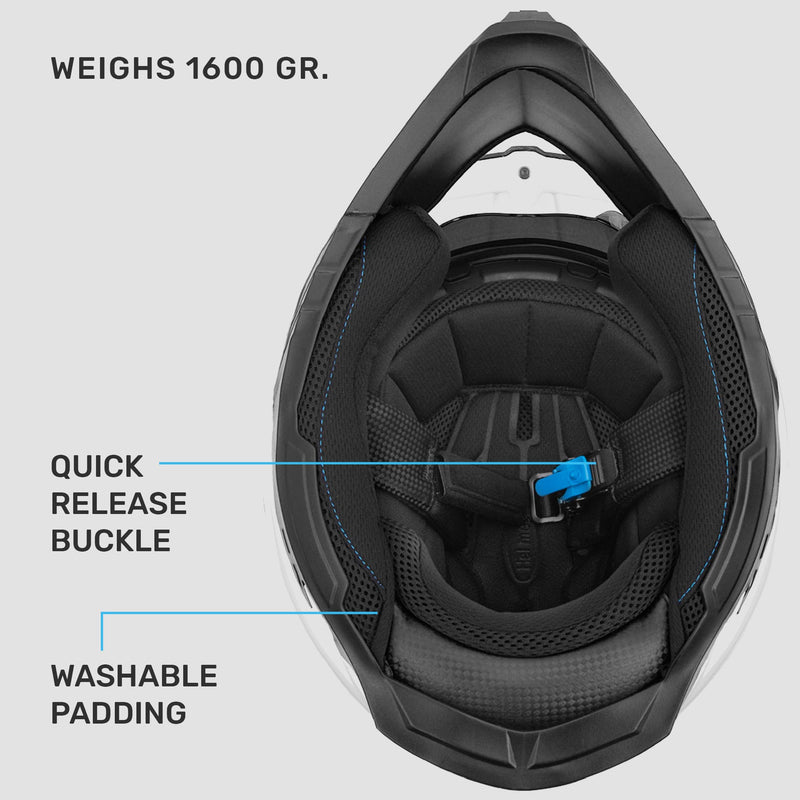 Westt Motocross Helm Fullface MTB Motorradhelm Integralhelm Crosshelm Helm Motorrad MTB Enduro Quad Helm Motorrad mit Doppelvisier Sonnenblende Herren Damen ECE DOT Zertifiziert, grau, XL (61-62 cm)