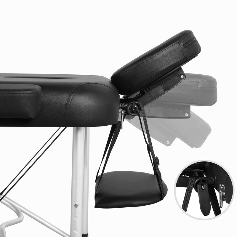 Yaheetech Tragbare Massageliege 3 Zonen Höhenverstellbarer Massagetisch mit Kopfstütze & Handauflage, 60 cm Breit, Schwarz