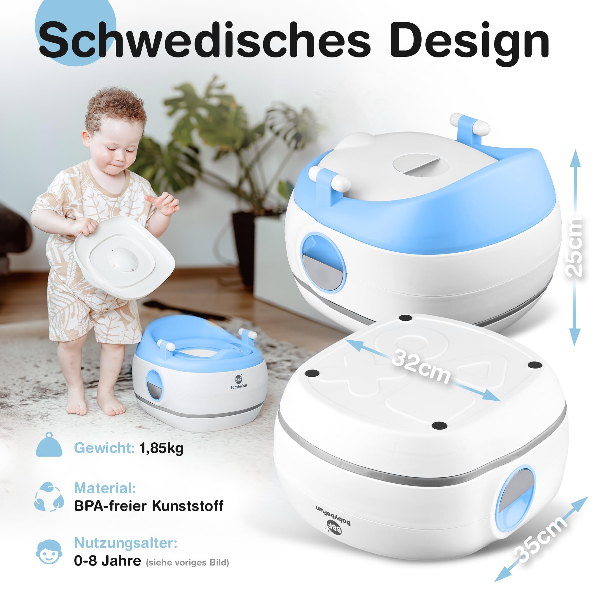 BabybeFun 3in1 Töpfchen + Toilettensitz Kinder + Hocker/Kindertoilette für das Töpfchentraining für Kinder ab 2 Jahre blau; Farbe wählen…