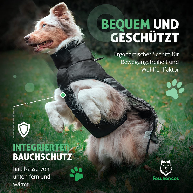 Fellbengel Hundemantel für kleine und große Hunde [6 Größen] + stufenlos verstellbar Regenmantel Wintermantel Hund wasserdicht mit Thermo-Material und ergonomischem Schnitt - Größe wählen