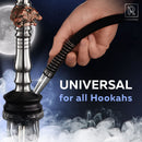 M. ROSENFELD Shisha Schlauch mit Mundstück – 150cm Soft-Touch Shisha Schlauch Set Matt (lebensmittelecht) inkl. Shisha Adapter + langes 40cm Ergo Aluminium Shisha Mundstück Shisha Set Schwarz Silber