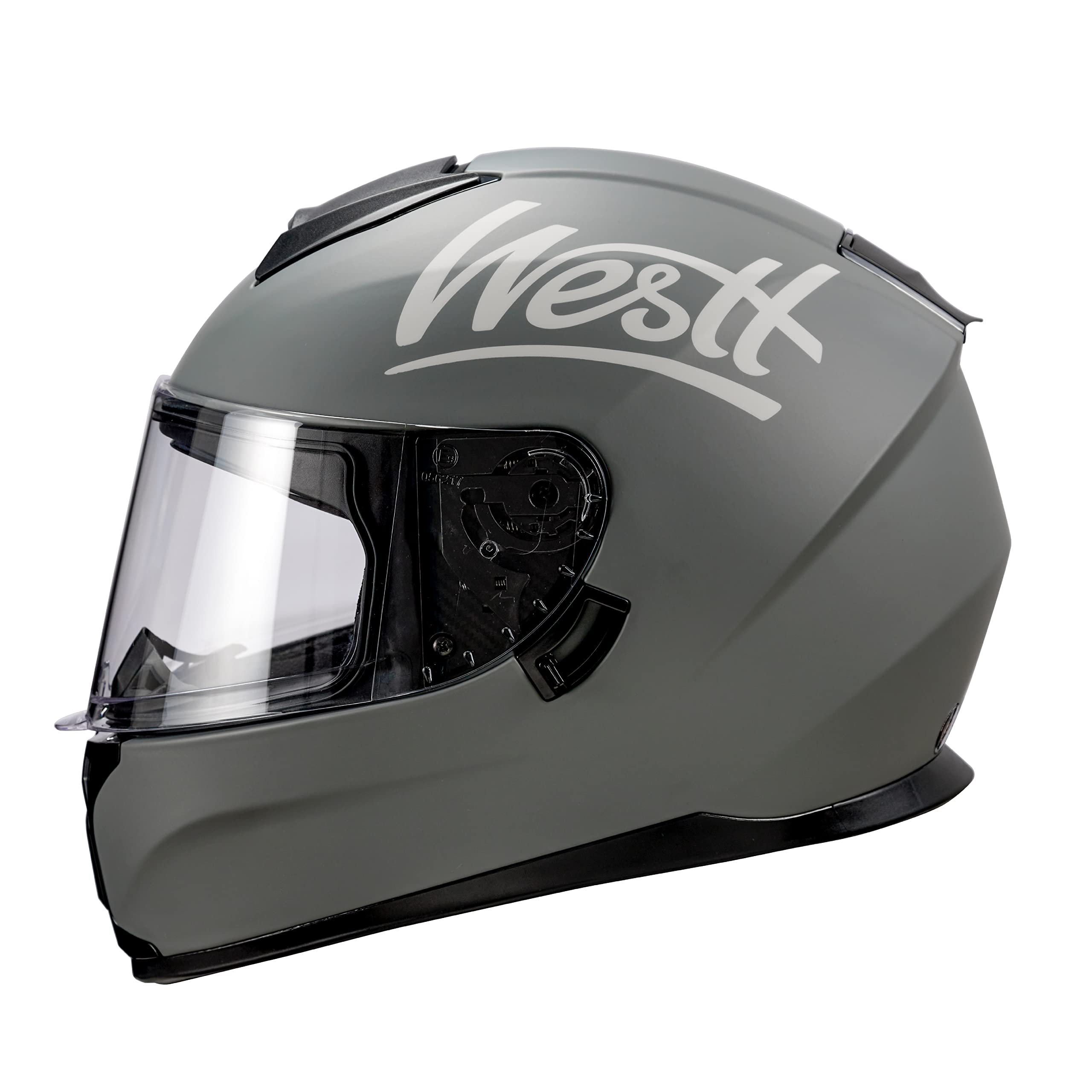 Westt Integralhelm Fullface Helm Motorradhelm mit Doppelvisier Sonnenblende Herren Damen Touring Racing Roller Moped Mofa Scooter Chopper Helm Motorrad mit ECE DOT Zertifizierung, grau, M (55-56 cm)