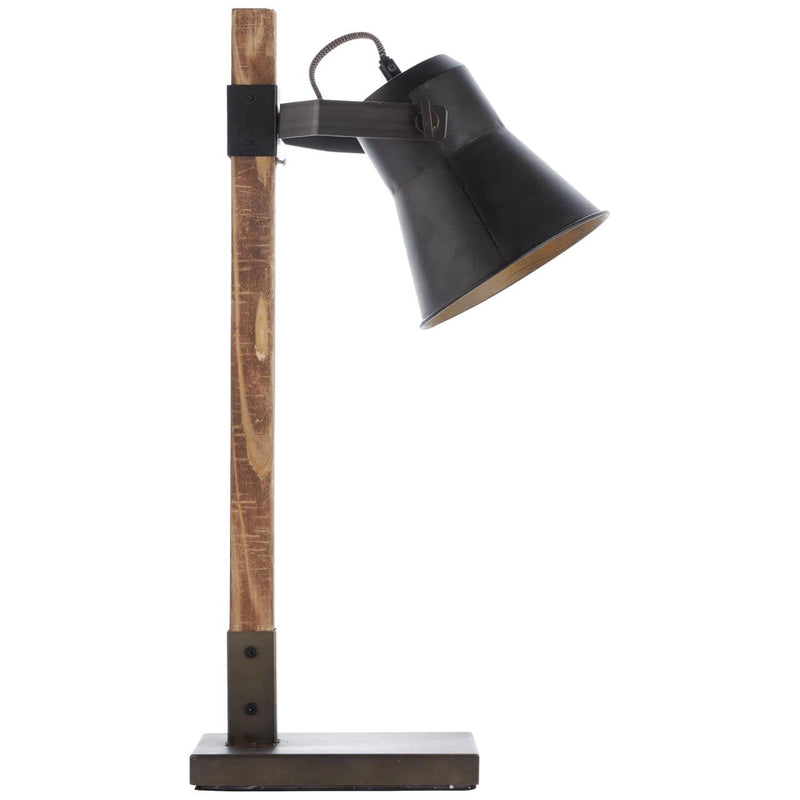 BRILLIANT Lampe, Decca Tischleuchte schwarz stahl, 1x A60, E27, 10W, Holz aus nachhaltiger Waldwirtschaft (FSC)