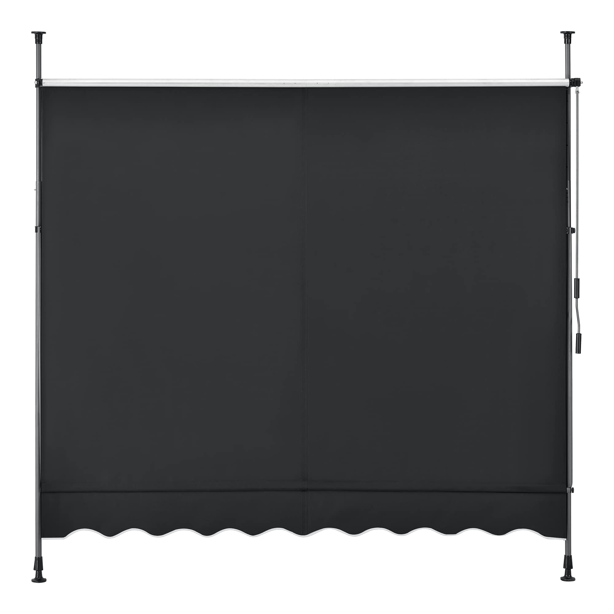 pro.tec Klemmmarkise Stem Markise ohne Bohren 250 x 120 x 220-309 cm Balkonmarkise mit Handkurbel Sonnenschutz Stahlgestell Schwarz