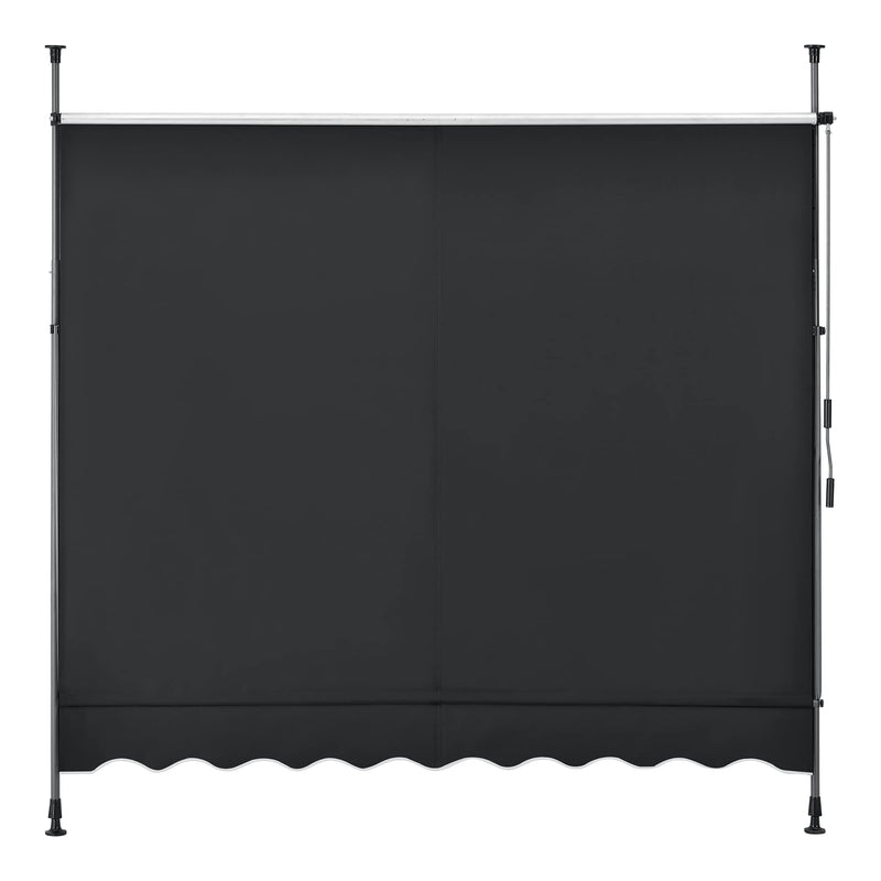 pro.tec Klemmmarkise Stem Markise ohne Bohren 250 x 120 x 220-309 cm Balkonmarkise mit Handkurbel Sonnenschutz Stahlgestell Schwarz