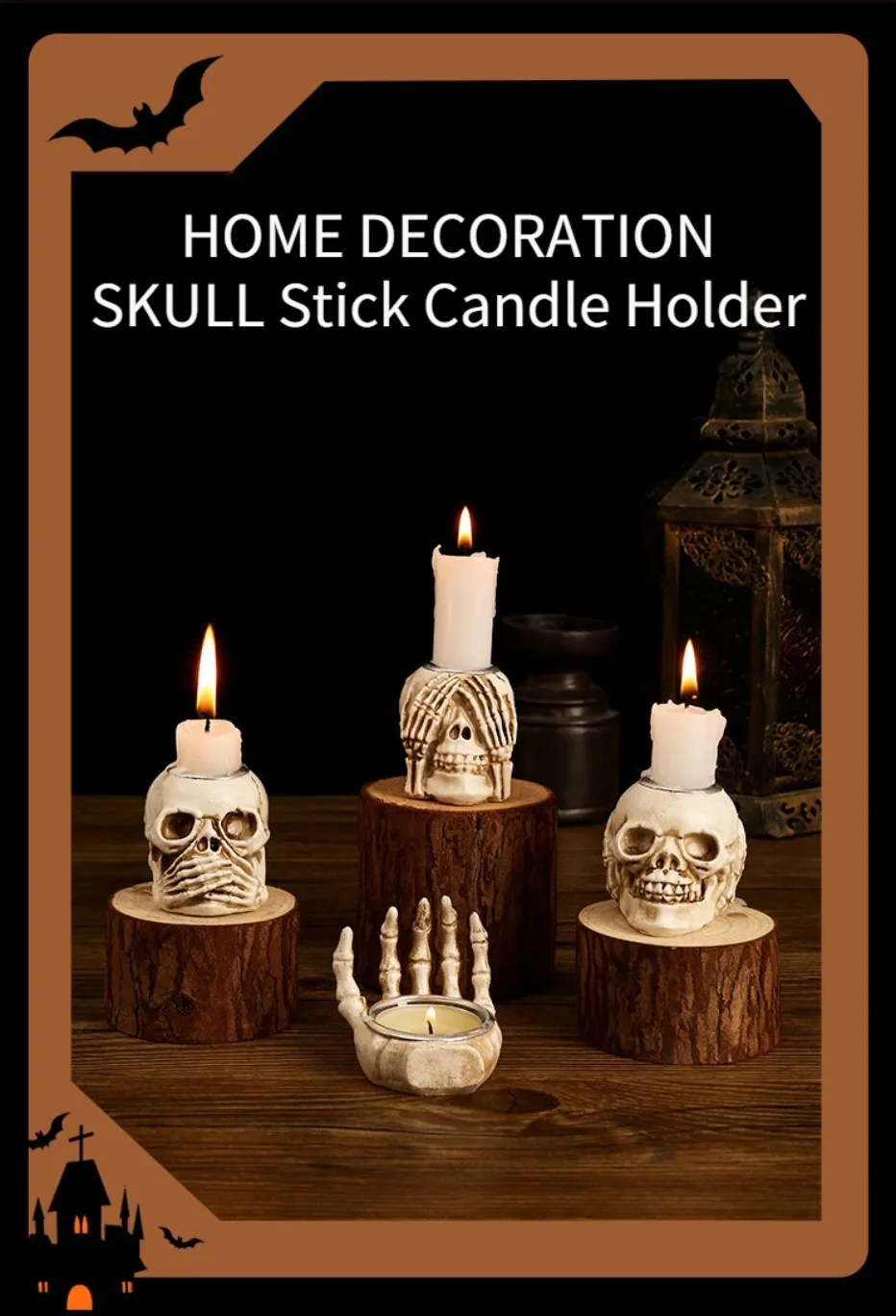 Rebolet | TotenkopfGlühen Skullight 3pc Halloween Schädel Kerzenständer Set