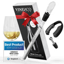 VINENCO Weinkühler Set, Flaschenkühler + Dekanter 3-in-1 Premium Wein Zubehör: Edelstahl Flaschen-Weinkühlstab + Dekantier-Belüfter + Ausgießer | Bar Geschenk Frauen Männer, Rot- Weißwein Geschenkset