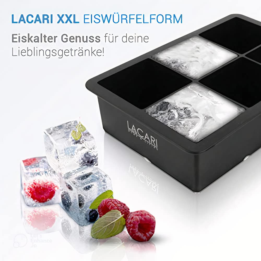 Eiswürfelform groß | Große Eiswürfelform aus Silikon | 3x XXL Eiswürfelform für große Eiswürfel BPA-Frei | 5cm Eckige und Runde Eiswürfel | Für Cocktails & Getränke in deiner Bar | Ice Cube Tray