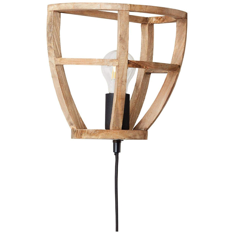 Brilliant Lampe Matrix Nature Wandspot antik holz/schwarz korund | 1x A60, E27, 60W, geeignet für Normallampen (nicht enthalten) | Mit Schnurzwischenschalter